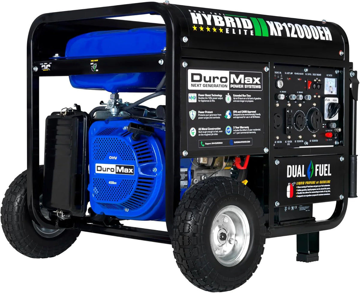 DuroMax 13,000-Watt Dual Fuel Portable Generator, Gasoline/Propane, Electric Start - XP13000EH