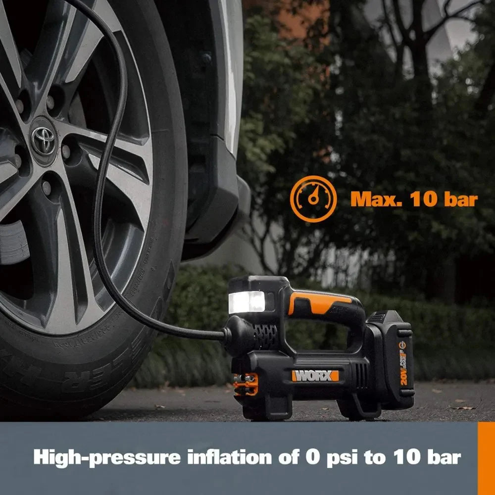 Worx 20V MAX Cordless Multi-Function Air Pump Inflator, Black - 1 x 2.0aH Battery and 1 x Charger Included