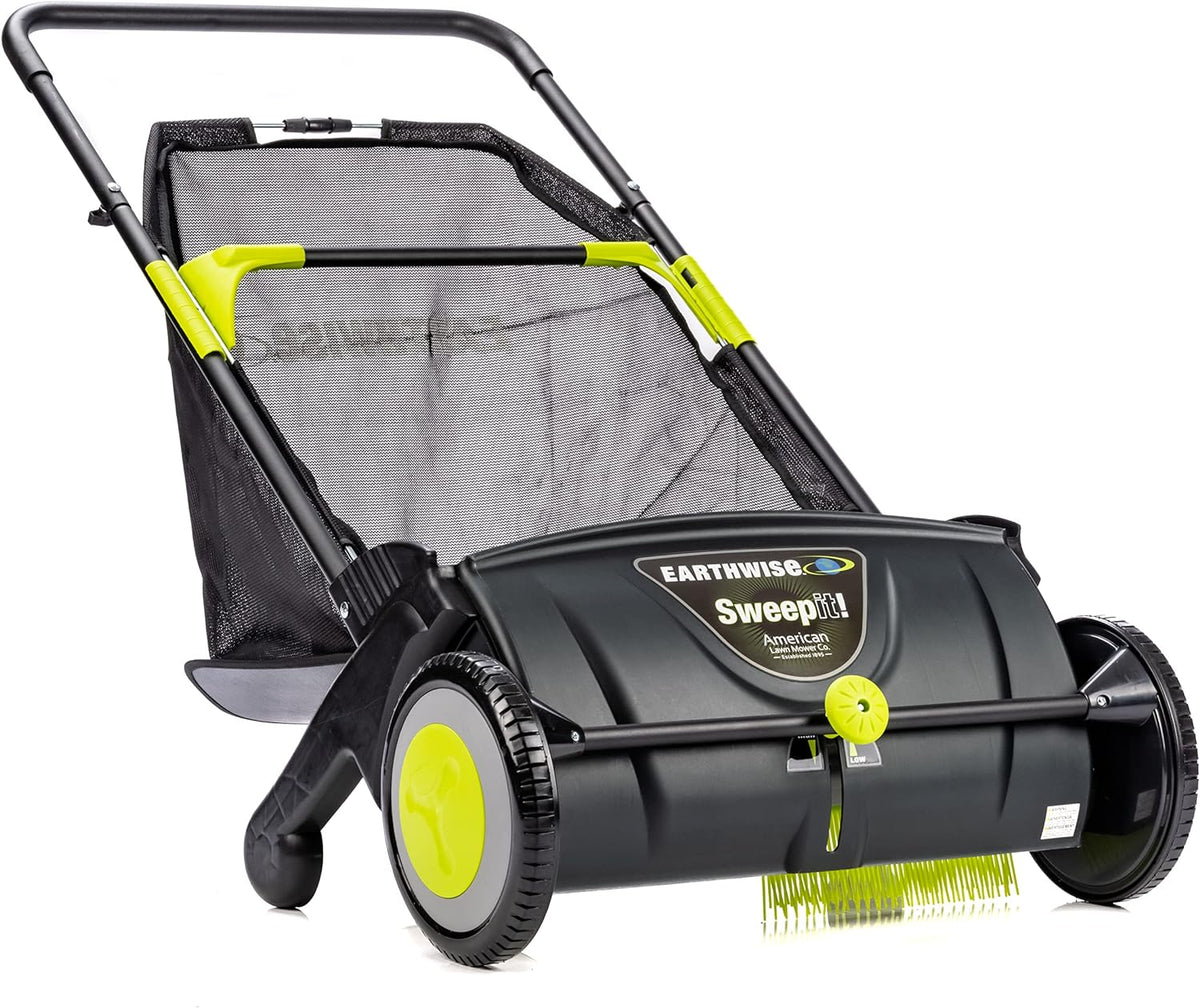 21-Inch Leaf And Grass Push Lawn Sweeper - Black