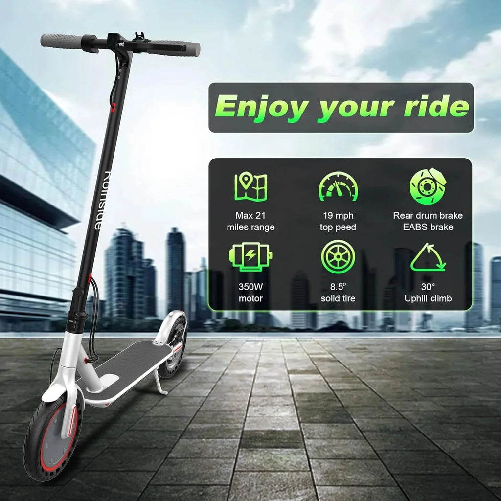 Roinside Electric Scooter, 8.5 in Solid Tires, 350W, 19 MPH, 21-23 Miles - UP12 Plus