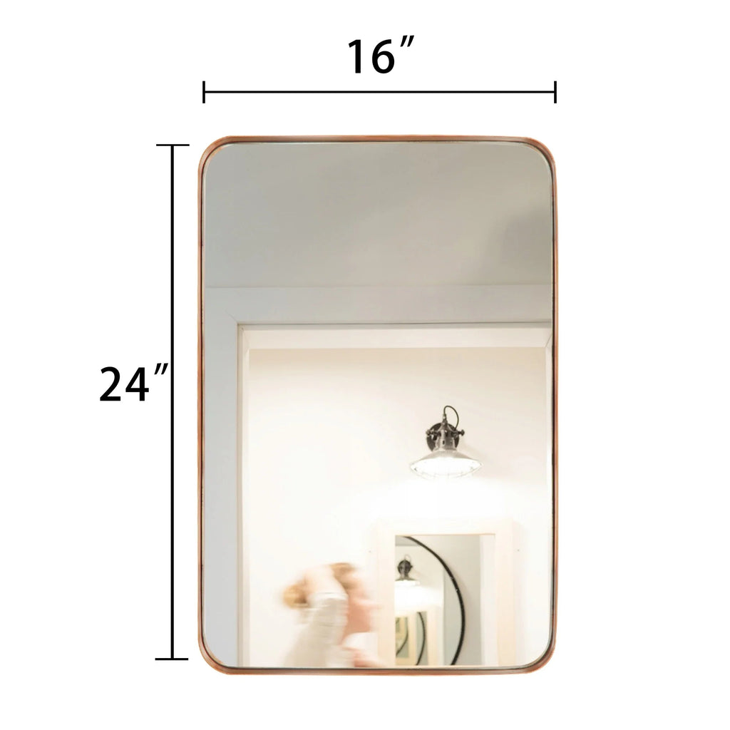 Framed Wall Vanity Mirror With Rounded Corners, 1 Piece