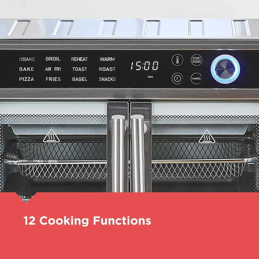 BLACK+DECKER Crisp 'N Bake 12 in 1 Air Fryer Toaster Oven, 12 in Pizza, 6 Slices - French Doors