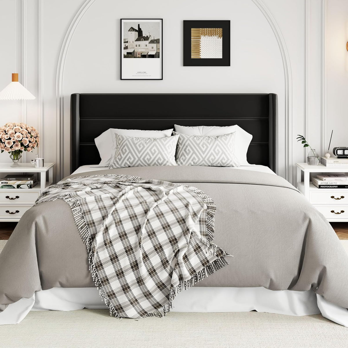 Queen Size Lift-Up Storage Bed With Wingback Headboard, Upholstered Platform Bed Frame With Hidden Storage