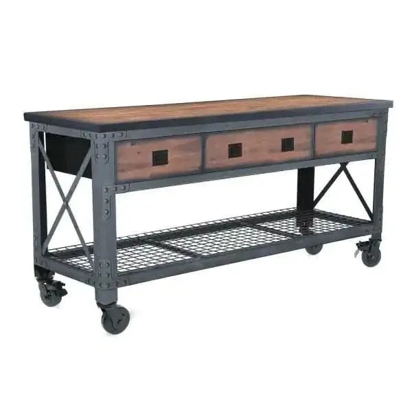 Building Products 72 in 3-Drawer Rolling Industrial Workbench With Wood Top