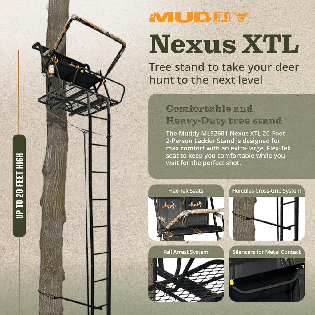 2-Person Ladder Tree Stand, 20ft, 500lb Capacity