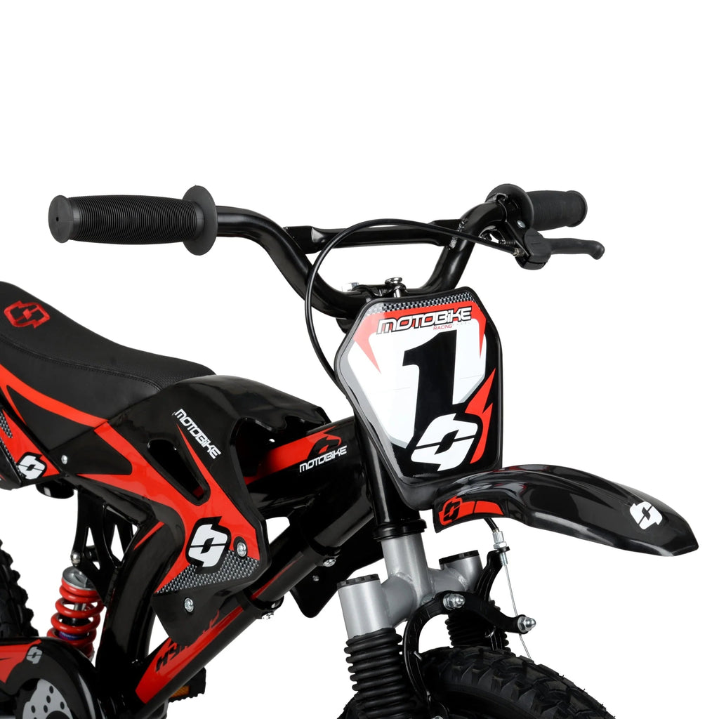 Hyper Bicycles 16 Inch Kids Motobike With Mag Wheels, Training Wheels, Black/Red