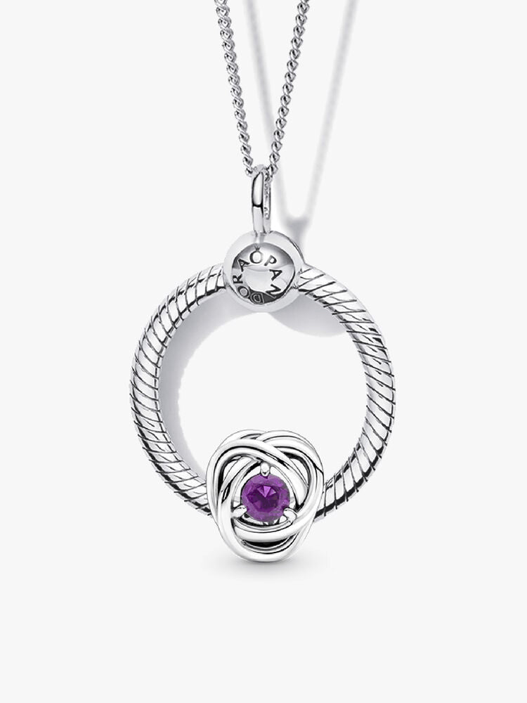 February Birthstone Eternity Circle O Pendant Set
