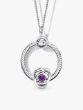 February Birthstone Eternity Circle O Pendant Set