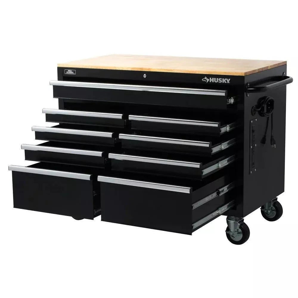 9-Drawer Gloss Black Deep Tool Chest Mobile Workbench, 46 in. W x 24 in. D