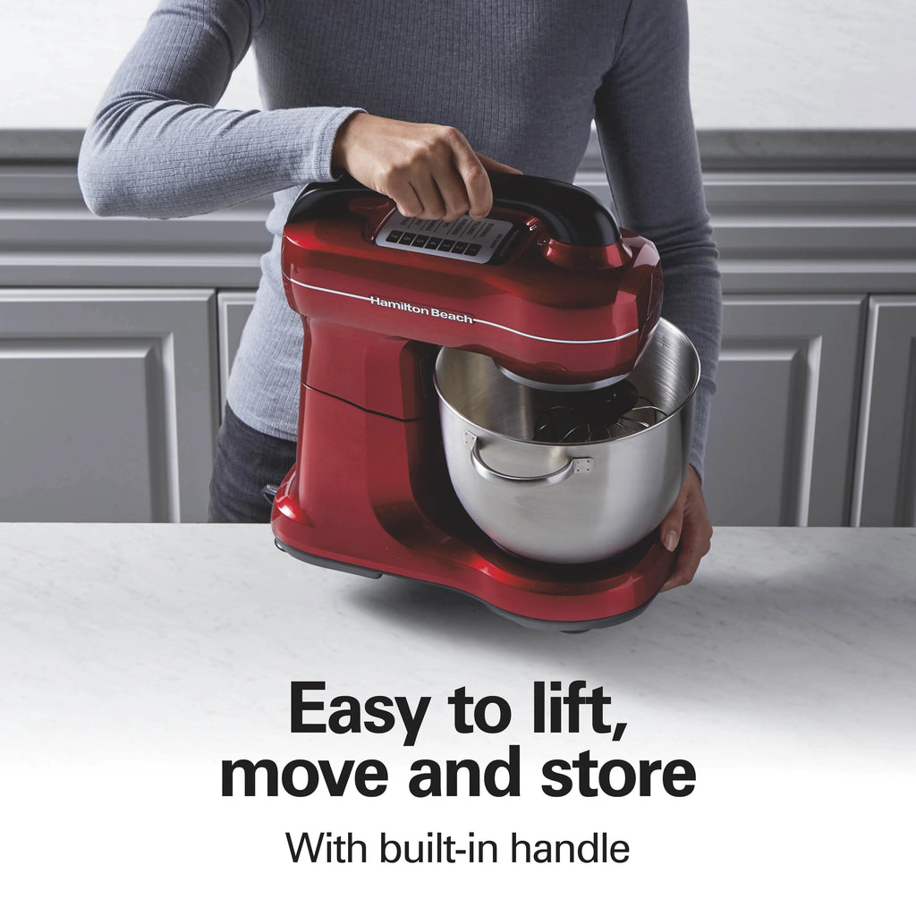 Hamilton Beach 4 Quart 7-Speed Tilt-Head Stand Mixer With Dough Hook, Whisk And Flat Beater - Black