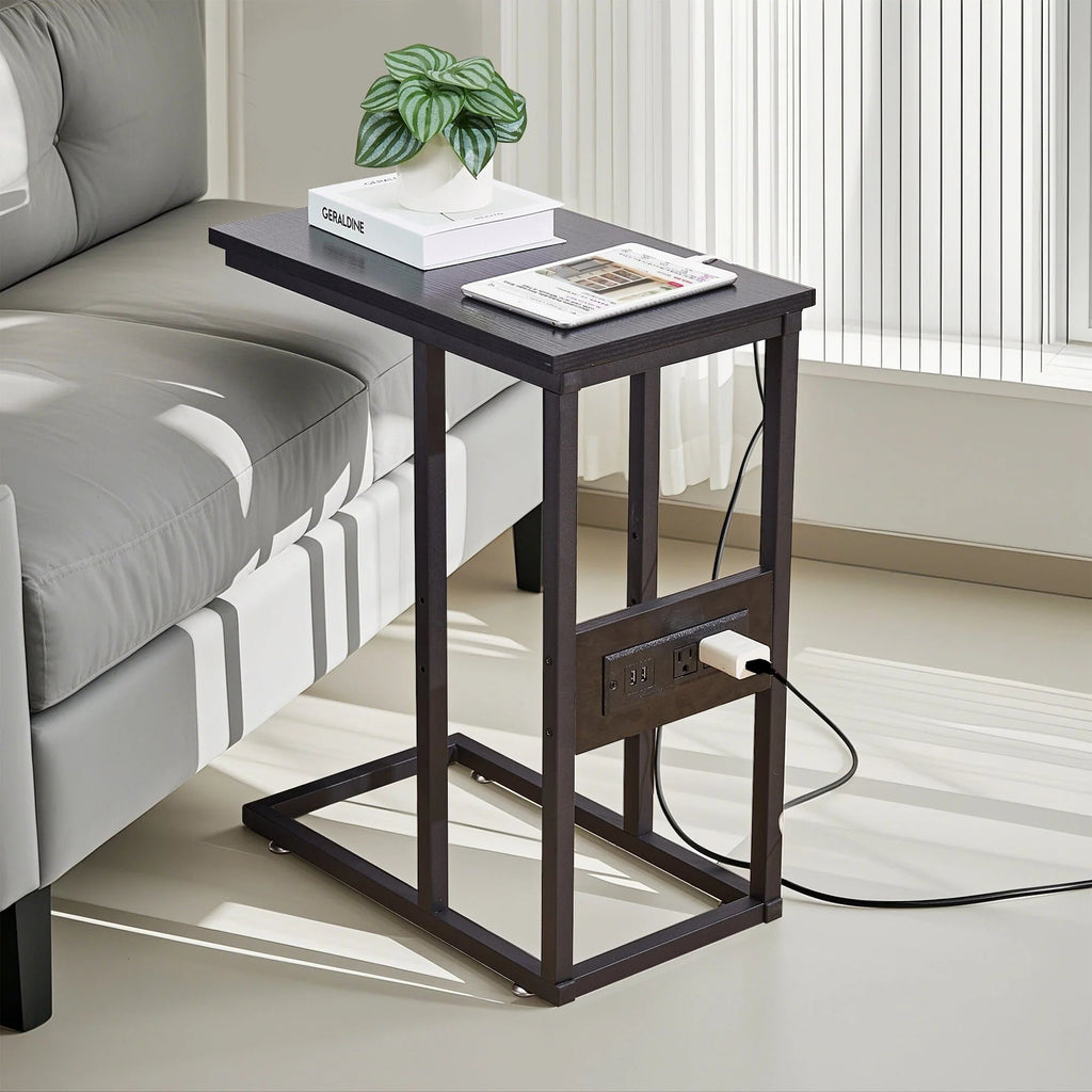 C-Shaped Sofa Side Tables, Set of 2, 11" D x 19" W x 24" H