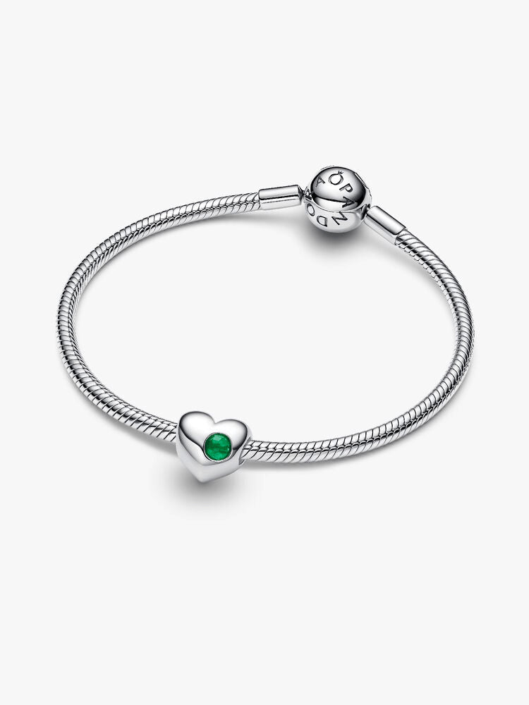 Engravable Green Stone Heart Charm