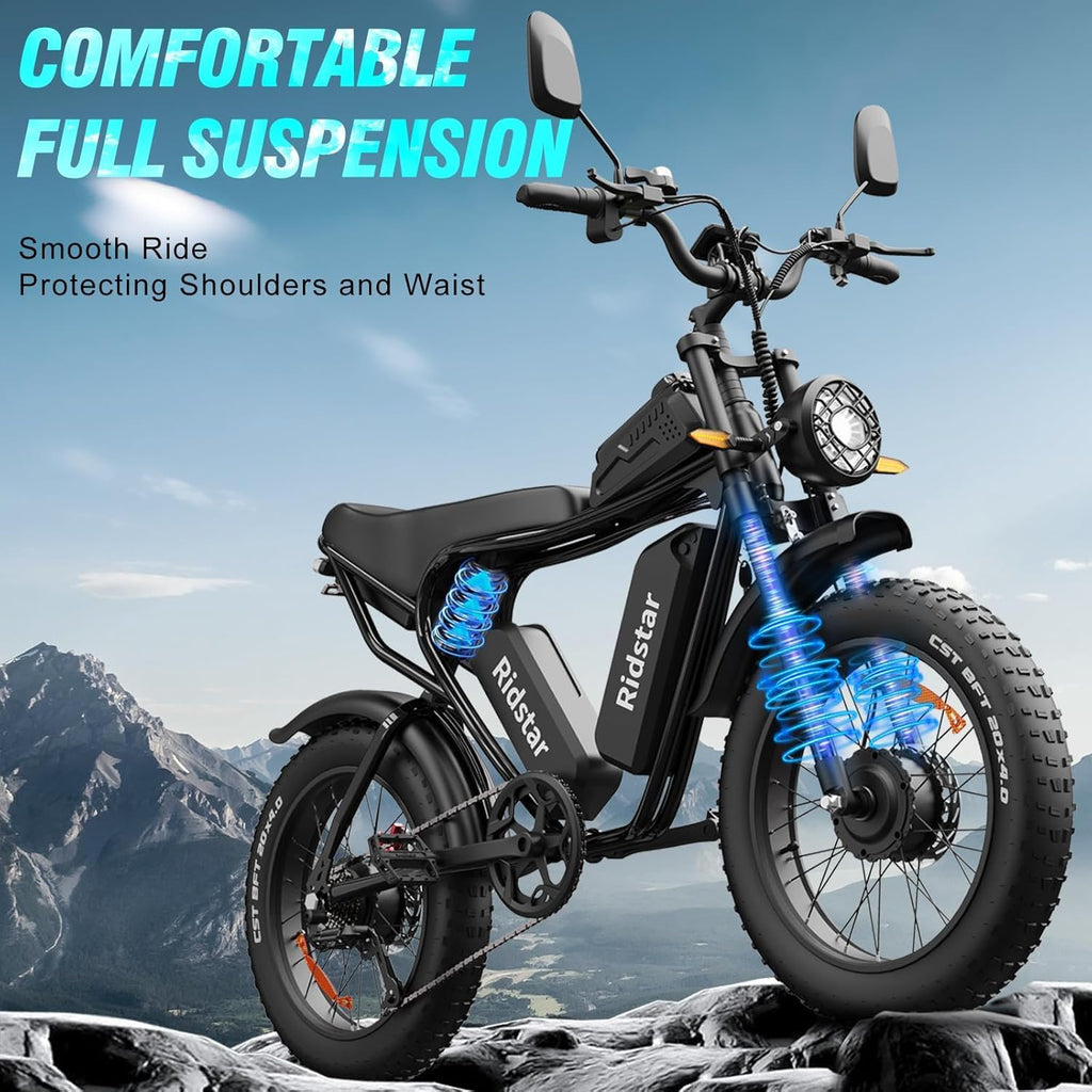 All-Terrain Fat Tire Electric Bike For Adults, 2000W 52V, 30-180 Mile Range - Q20