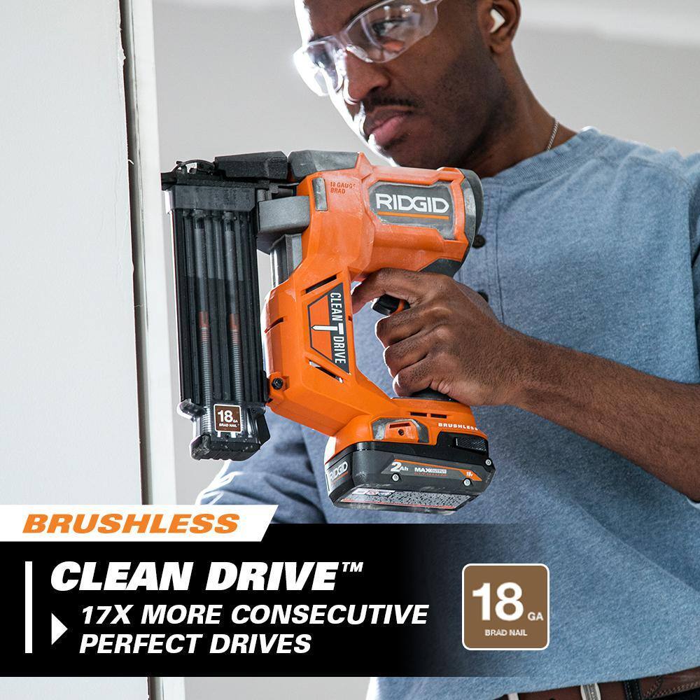 18V Brushless Cordless Brad And Finish Nailer Combo Kit With Battery And Charger