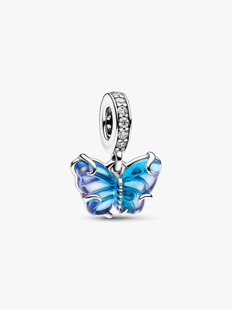 Blue Murano Glass Butterfly Dangle Charm