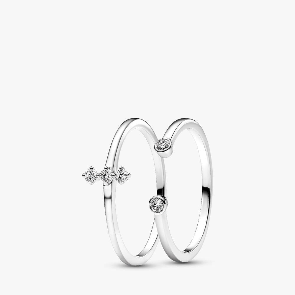 Pandora Era Lab-Grown Diamond White Gold Open and Trio Ring Set