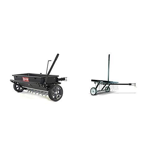 Agri-Fab 100 lb Tow Spiker/Seeder/Spreader, Black & 40-Inch Tine Tow Dethatcher, Black - 45-0543/45-0294
