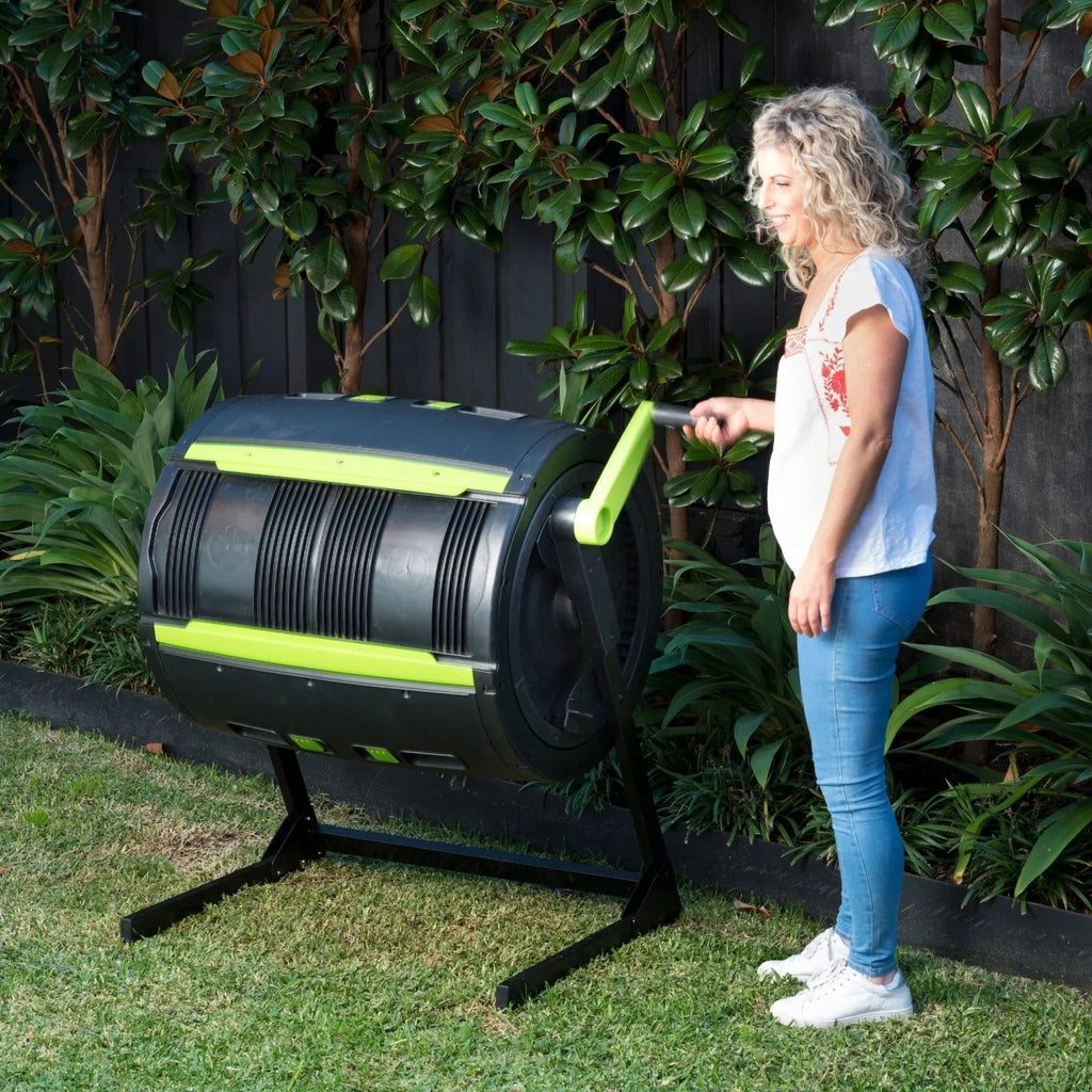 65-Gallon Compost Tumbler And Cart Combo - Black