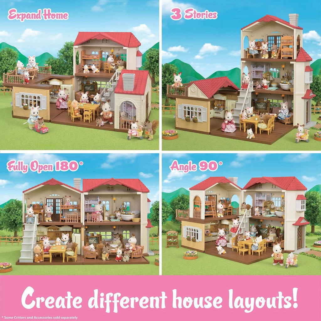 Calico Critters Red Roof Country Home Dollhouse Playset With Figures, Furniture And Accessories