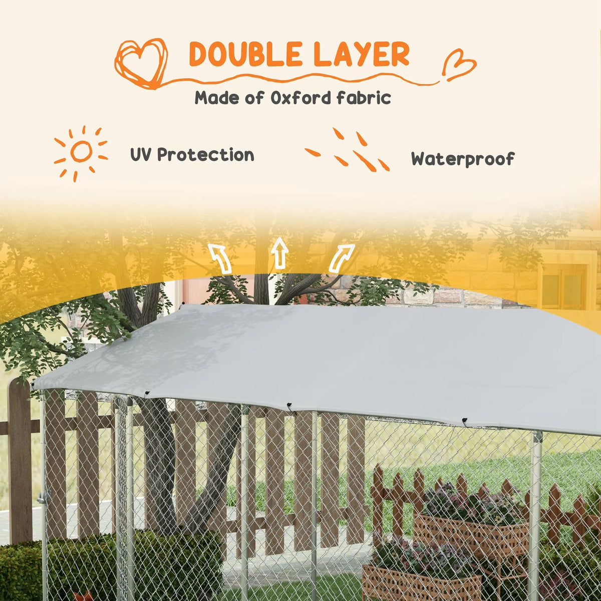 PawHut Outdoor Dog Kennel 19.7' x 7.5' x 7.5' With Waterproof Roof - D02-179V02SR