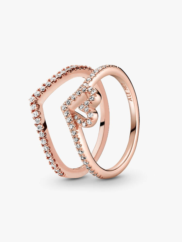Full of Love and Sparkle Wishbone Ring Set