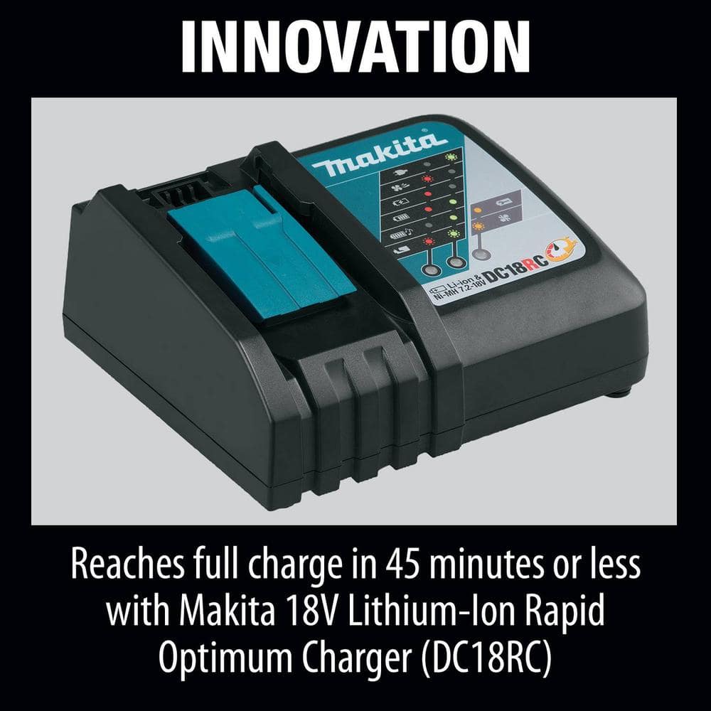 Makita 18V LXT 5.0Ah Battery And Rapid Optimum Charger Starter Pack With XAG04Z Brushless Angle Grinder - BL1850BDC2XAG04