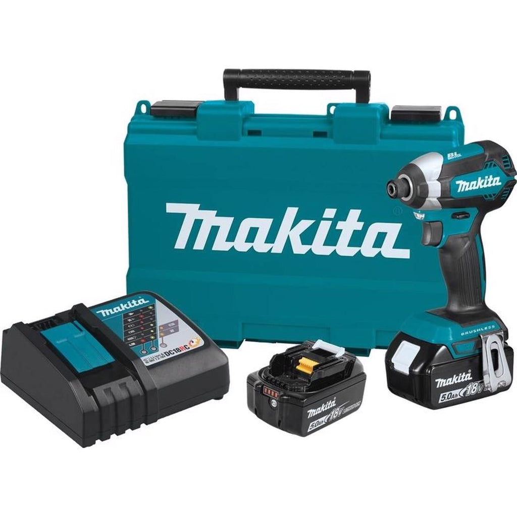 18V Brushless 1/4 Inch Cordless Impact Driver Kit With 5 Ah Battery, Charger And Tool Case