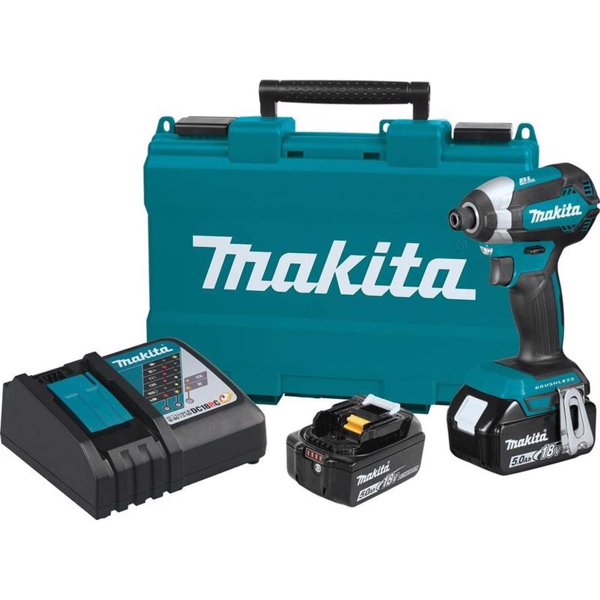 18V Brushless 1/4 Inch Cordless Impact Driver Kit With 5 Ah Battery, Charger And Tool Case