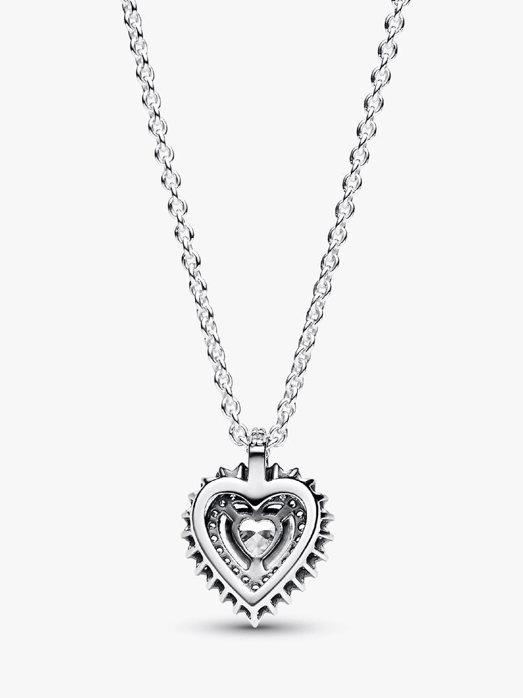 Sparkling Heart Halo Pendant Necklace