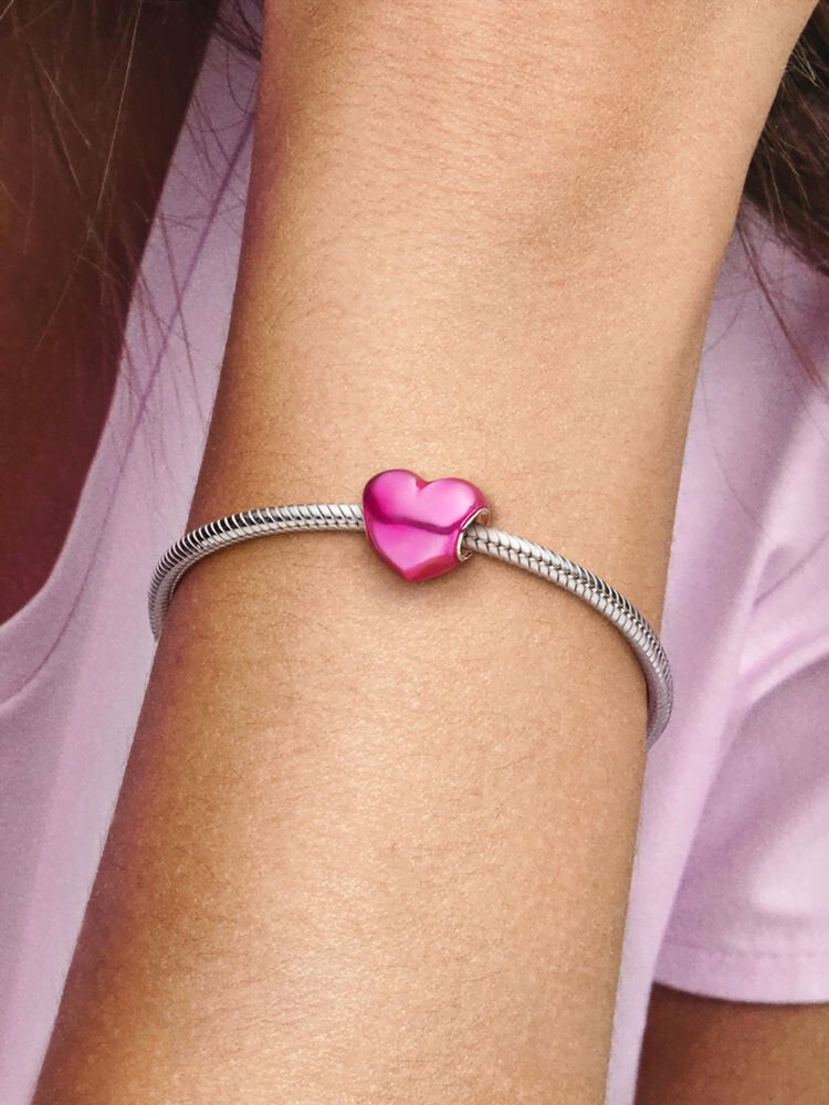 Metallic Pink Heart Charm