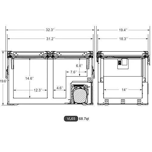 Dual Zone Portable Refrigerator Freezer 65 Liters With Secop Compressor