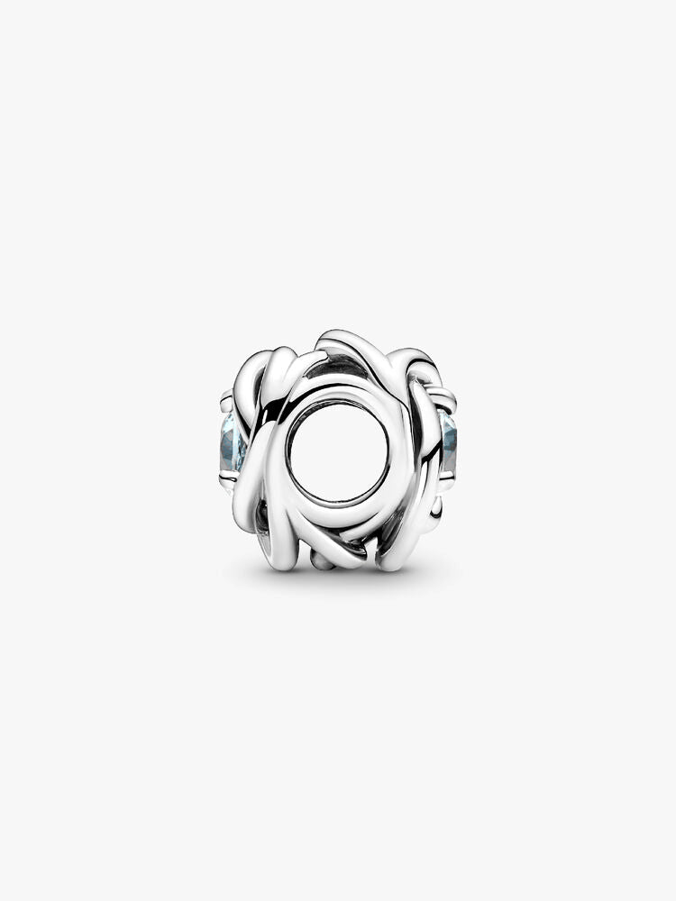 March Sea Aqua Blue Eternity Circle Charm