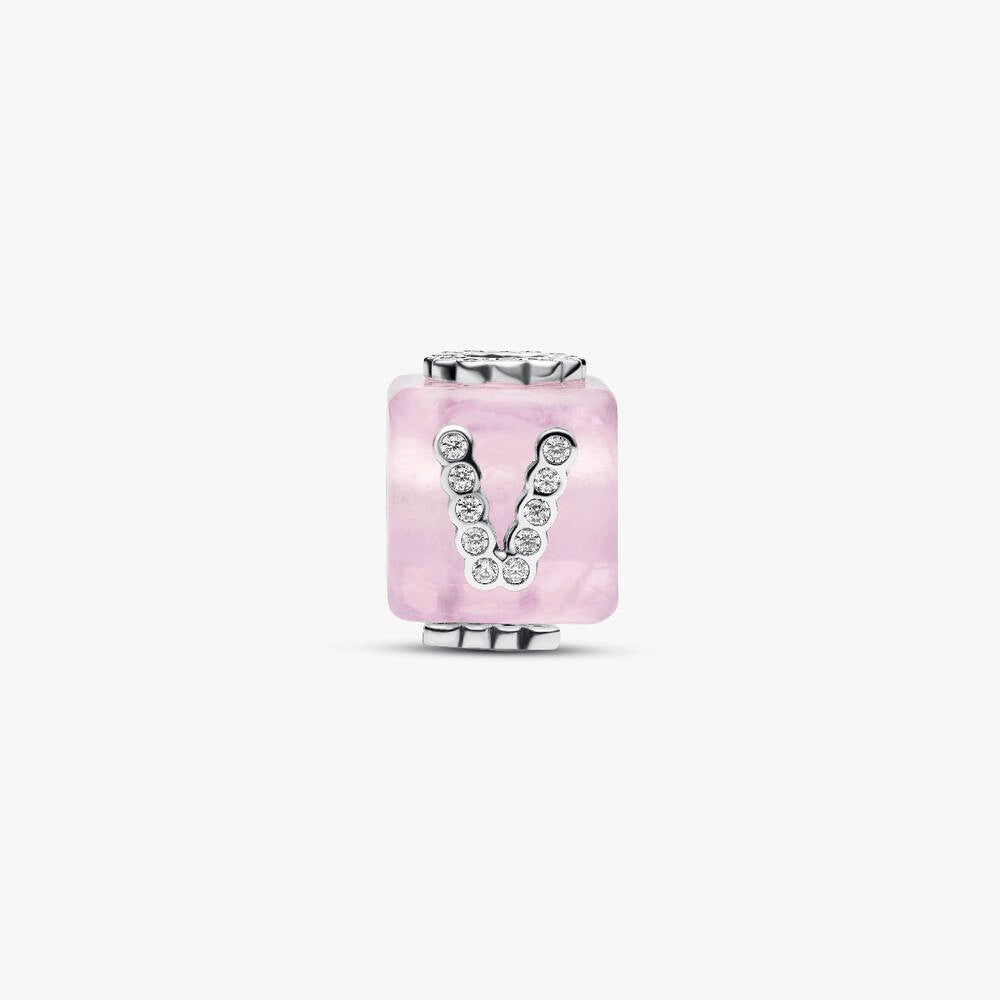 Pink Murano Glass Love Cube Charm