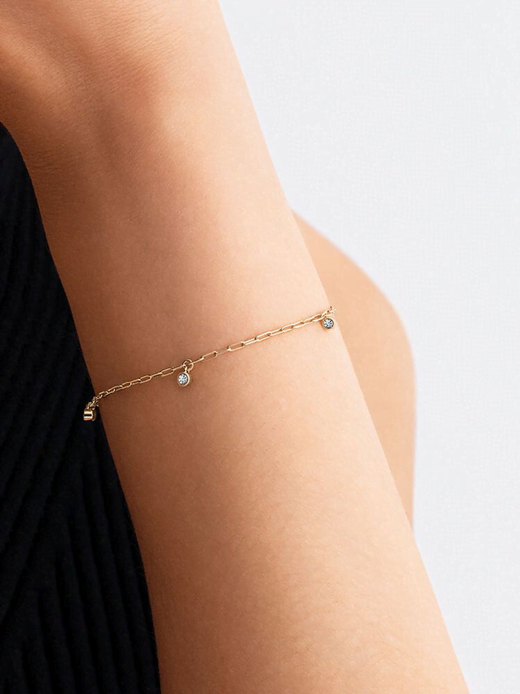 Pandora Era Bezel Lab-Grown Diamond Dangle Paperclip Chain Bracelet