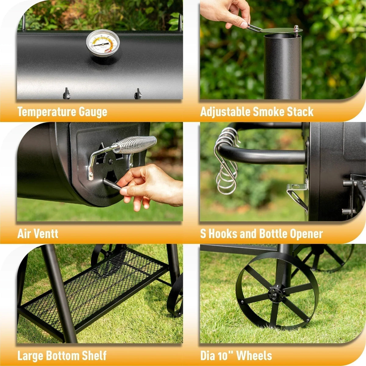 941 Sq. In. Charcoal Grill With Offset Smoker - Black