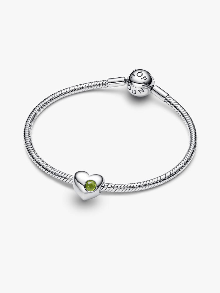 Engravable Spring Green Stone Heart Charm