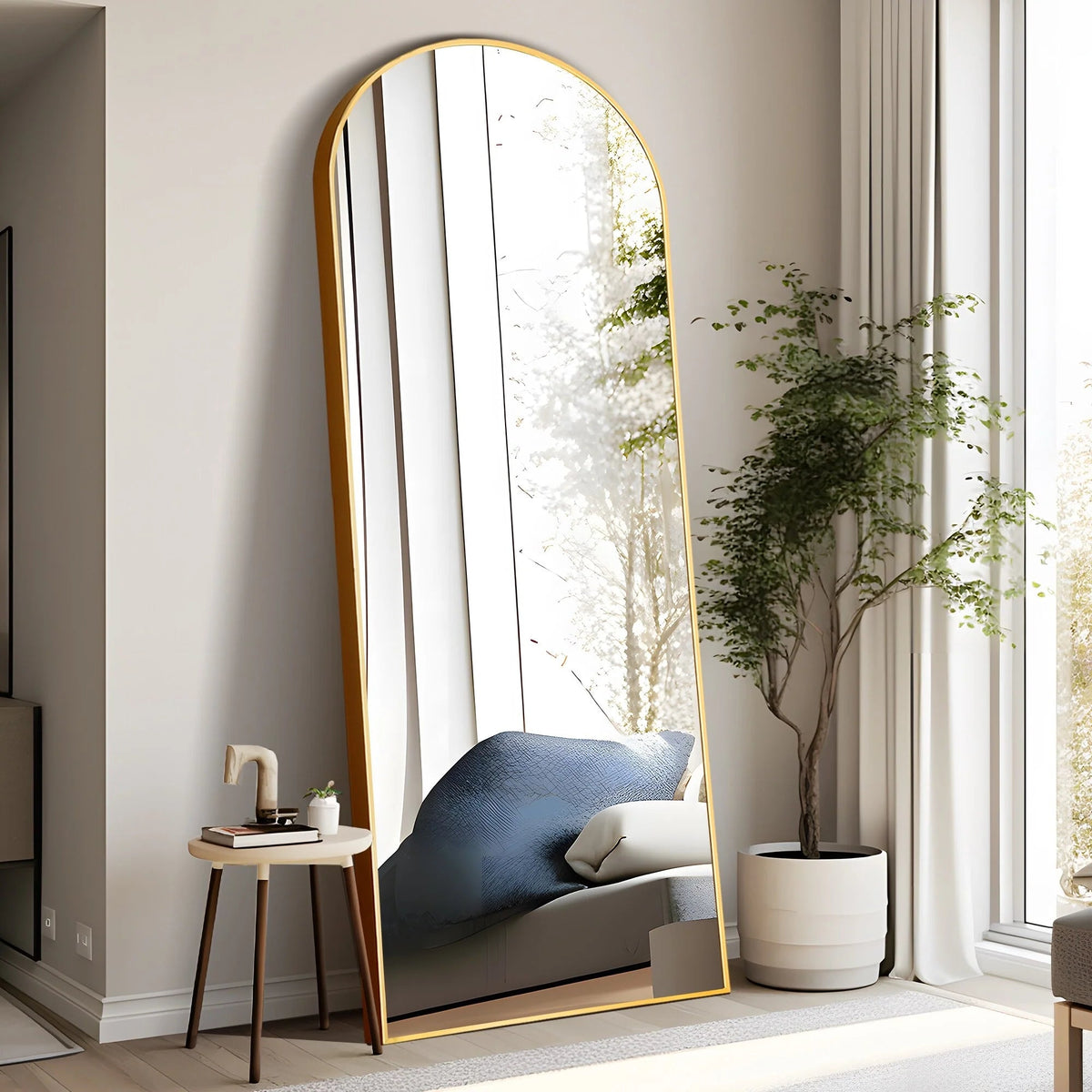 Arched Full-Length Floor Mirror - Standing And Wall-Mounted