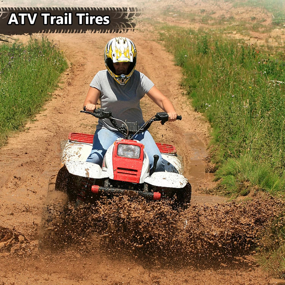 Set Of 2 All-Terrain ATV/UTV Off-Road Tires, 26x12-12, 6PR, Black