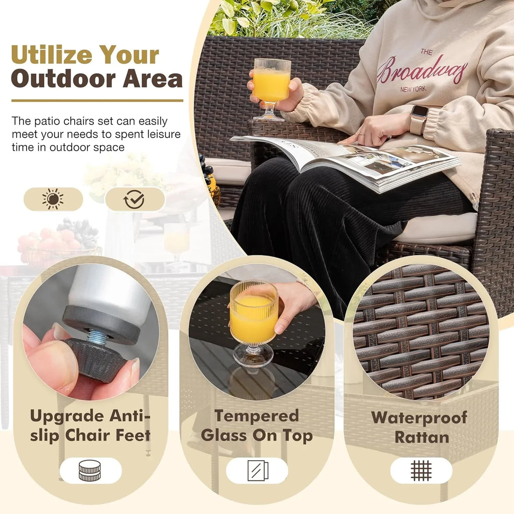 4-Piece Patio Rattan Wicker Furniture Set - T-LCRF834M18