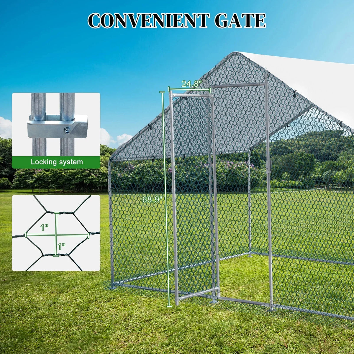 ZephyPaws Large Metal Chicken Coop 6.5 x 10 ft With Waterproof Cover