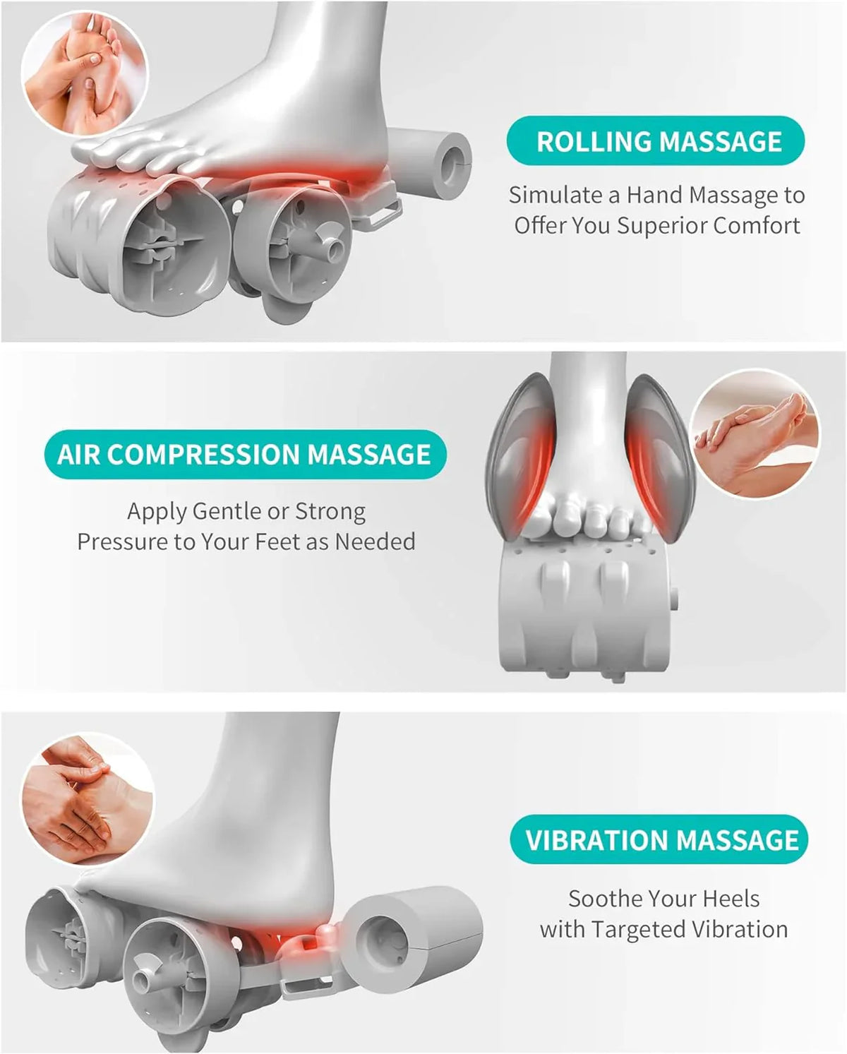 Nekteck Shiatsu Foot And Calf Massager With Heat - White