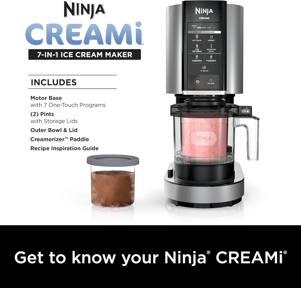 7-in-1 Ice Cream Maker With 2 Pint Containers And Lids - Silver