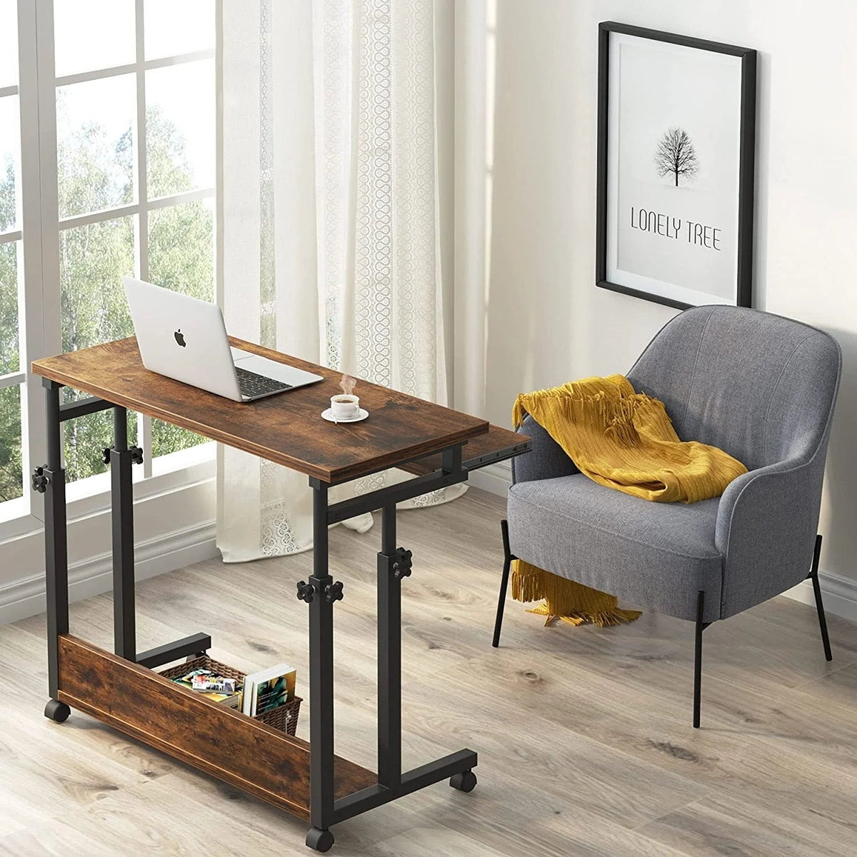 Height-Adjustable Portable Laptop Desk With Keyboard Tray, 43.3in H x 31.5in L x 17in D