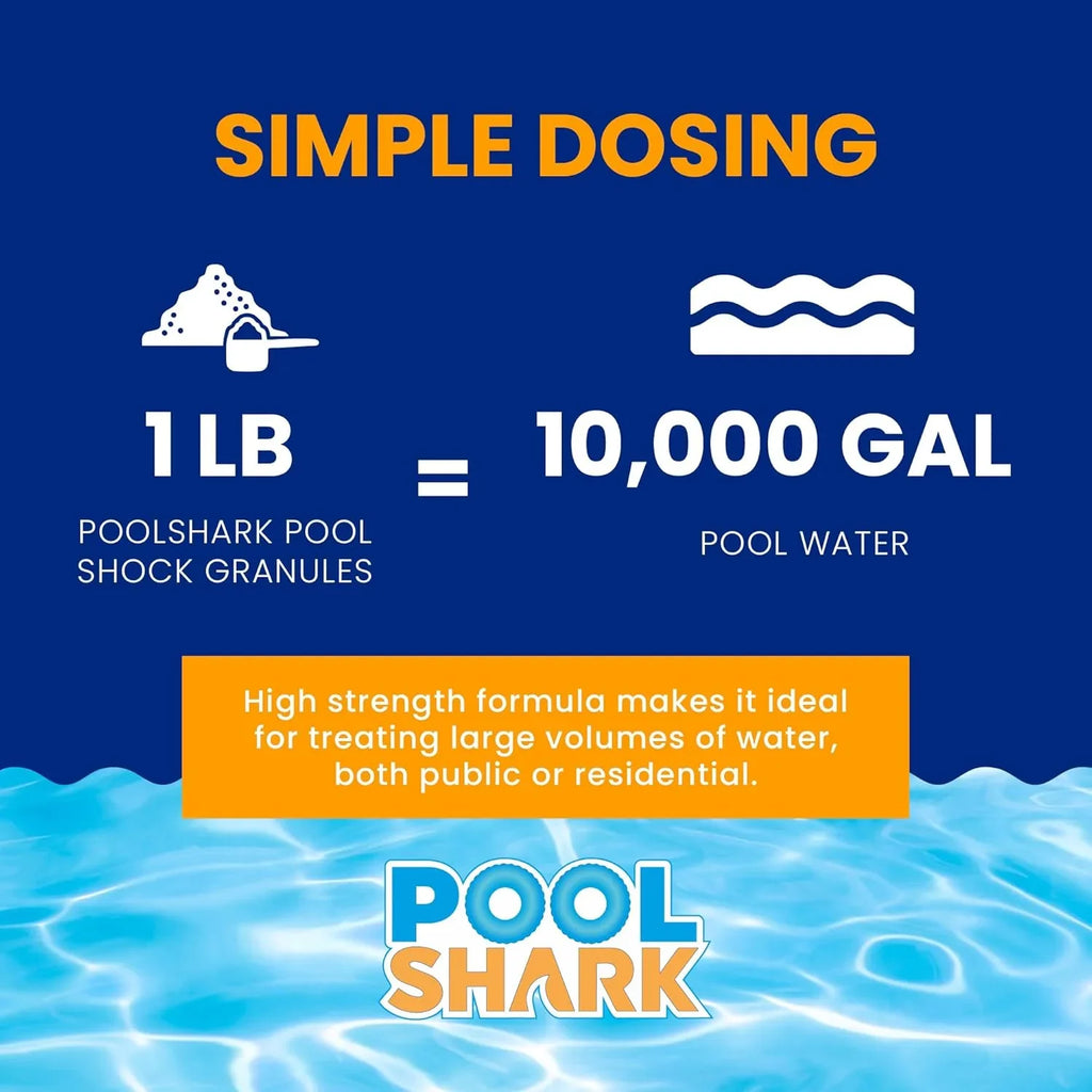 POOL SHARK Calcium Hypochlorite Pool Shock Chlorine Granules, 68%, 50 lbs - CH50