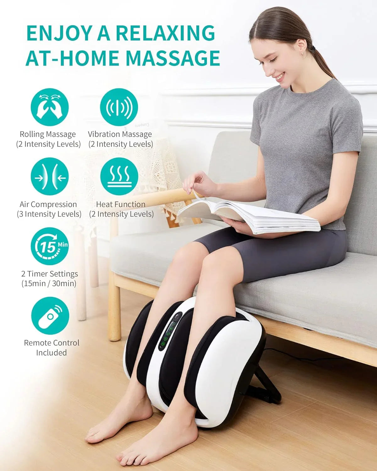 Nekteck Shiatsu Foot And Calf Massager With Heat - White
