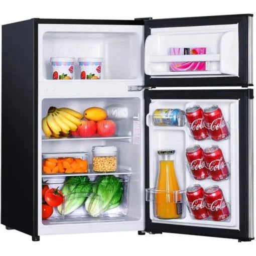 3.1 Cu. Ft. 2-Door Compact Refrigerator With Freezer, LED Light And Crisper Drawer