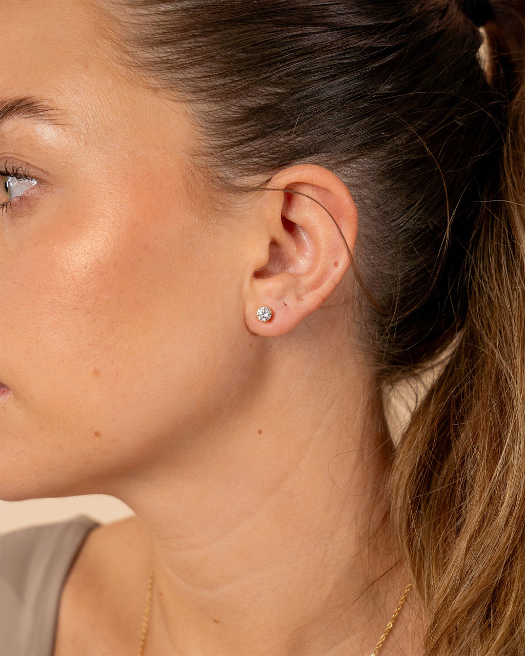4mm CZ Stud Earrings - view 2