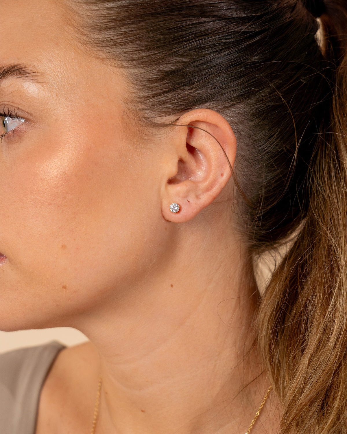 4mm CZ Stud Earrings - view 2