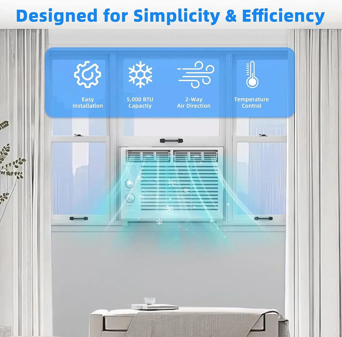 Antarctic Star U-Shaped Window Air Conditioner, 12,000 BTU, 115 Volts