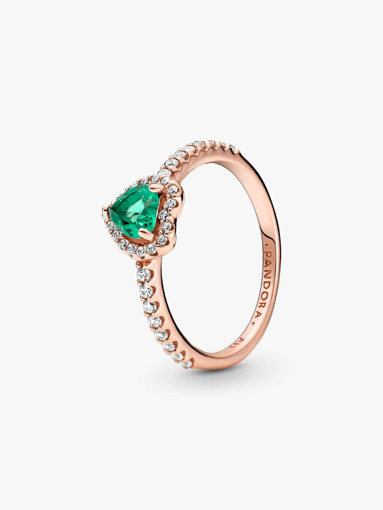 Green Heart Princess Wishbone Stacking Ring Set